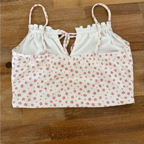 J.O.A. White Cami Crop Top with Pink Floral Print - Picture 3 of 4